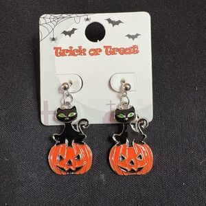 Halloween Cat and Pumpkin Earrings